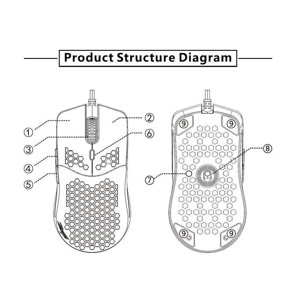 ZELOTES C7 USB Wired Gaming Mouse - 16000DPI, 12 Buttons, RGB Honeycomb Backlit, Adjustable DPI