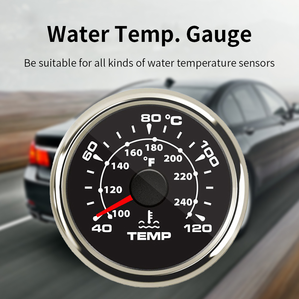 2 "Universal Water Temp Meter Auto Temperatuur Gauge Indicator Voor Motor Motorfiets Rv Auto Yacht Boot 12V 24V 8 Kleur Backlight