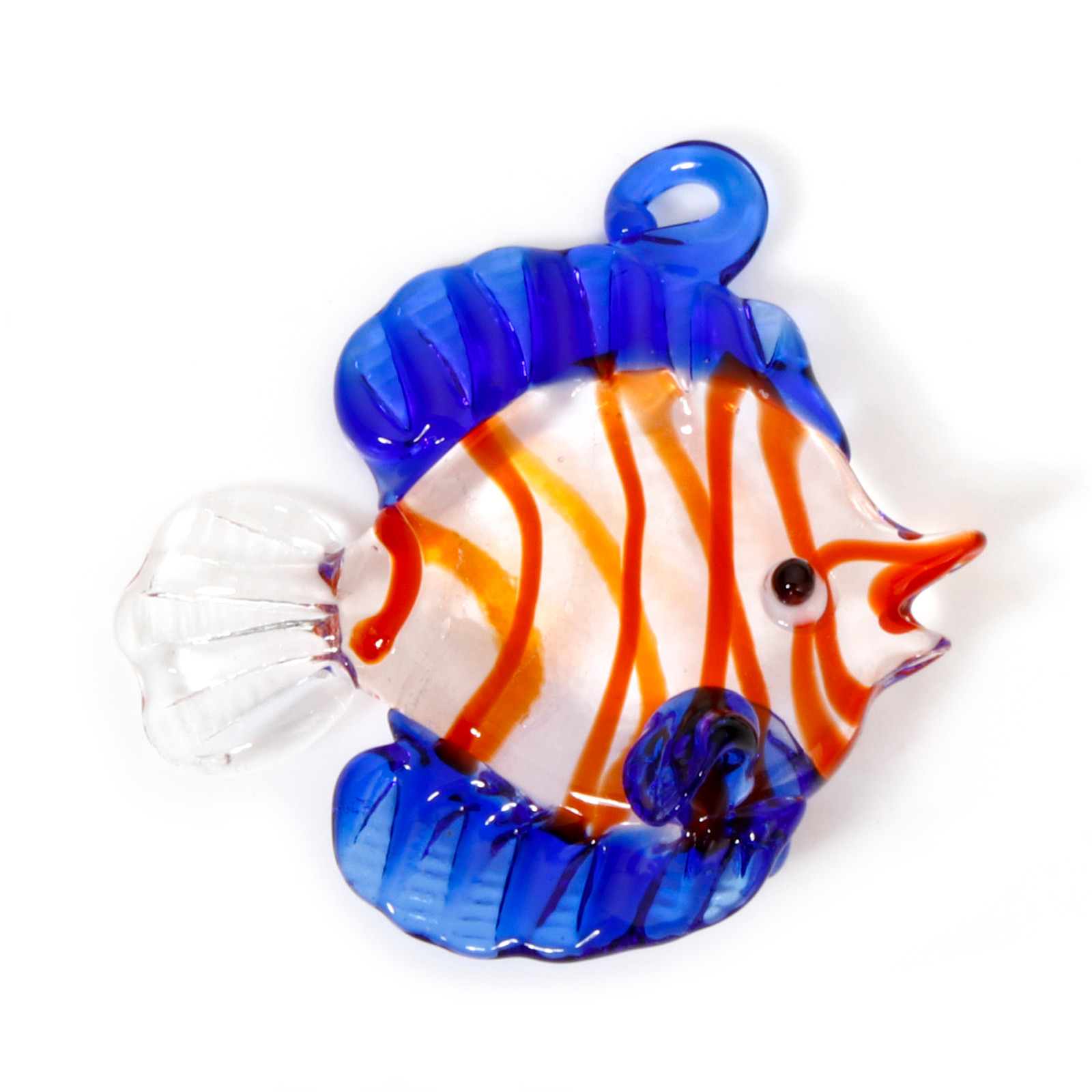 1PCs 3D Tropical Fish Animal Lampwork Ocean Charms For Jewelry Making Tiny Statue Ornaments Aquarium Decor DIY Necklace Pendant: Rhodium Plated