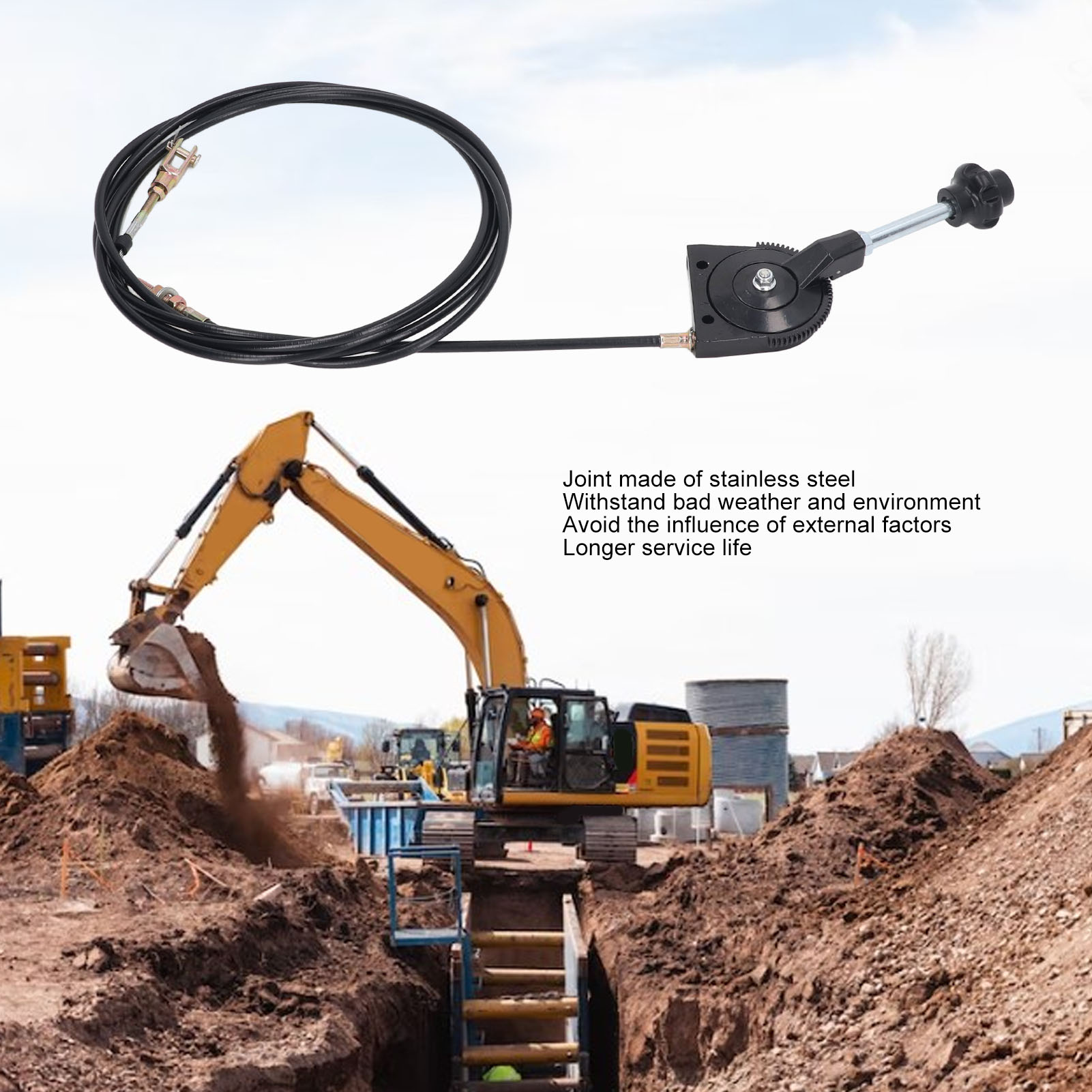 Excavator Manual Throttle Cable Motor Control Heavy Equipment Parts Accessories 3.5meter Length Excavator Motor Control Cable