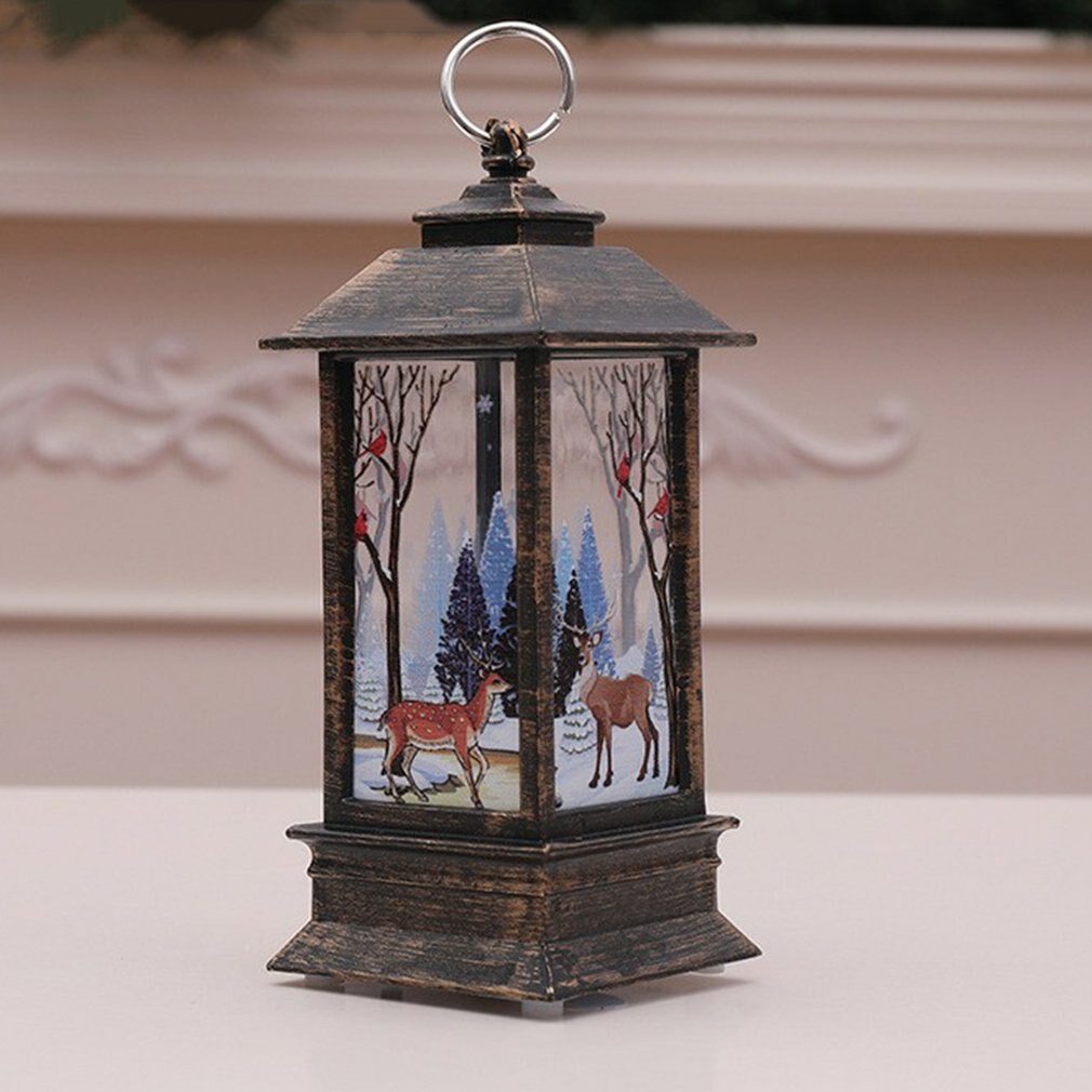 Christmas Lantern Old Man Snowman Elk Retro Hanging Candle Holder Christmas Tree Decoration Christmas Home Decoration