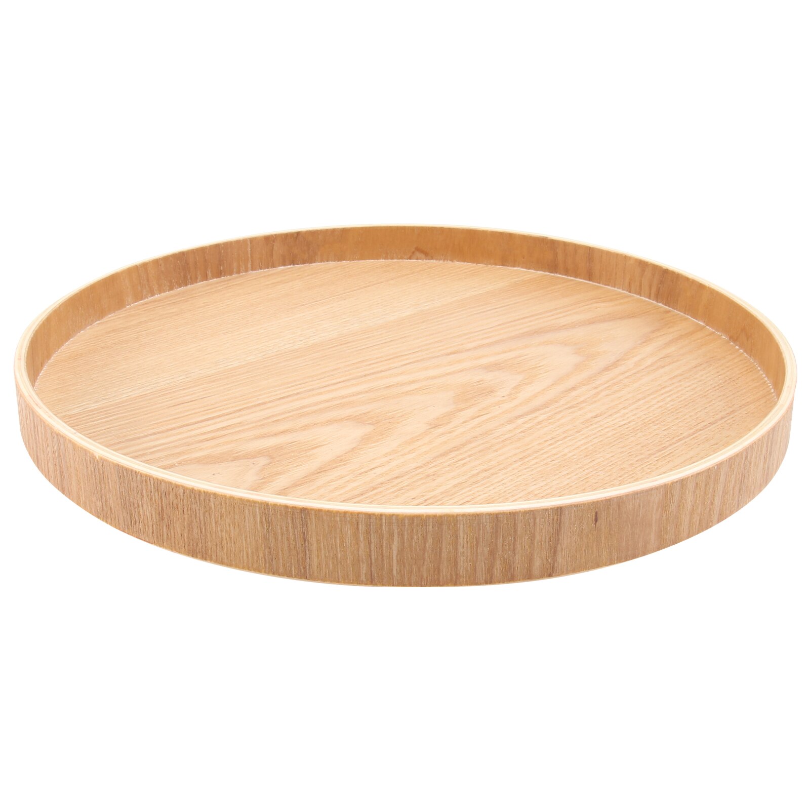 Bandeja redonda de madera sólida para fruta, bandeja para aperitivos (Color de tronco), 1 ud.: 27X27CM