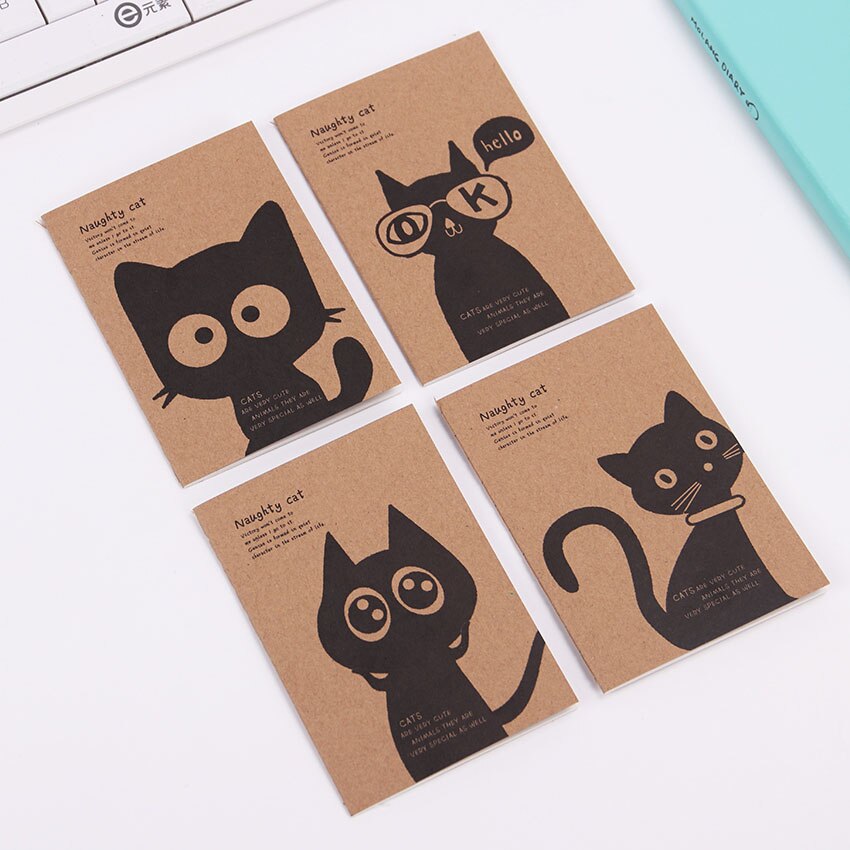 1 PC Mini Blank Notebook Office Supplies School Kraft Paper Cat and Circus Style Filofax Notepad Diary Students: Default Title