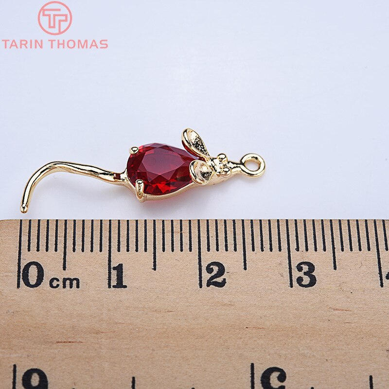 4PCS 28*7MM 24K Gold Farbe Überzogen Mit zirkon maus Anhänger Charms DIY Schmuck, die Entdeckungen Zubehör