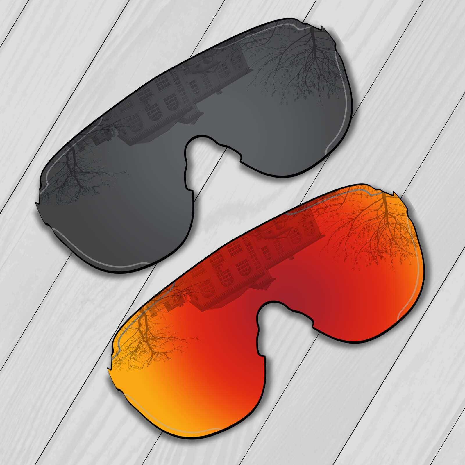 E.O.S Polarized Enhanced Replacement&amp;nbsp;Lenses&amp;nbsp;for&amp;nbsp;Oakley&amp;nbsp;EVZero Stride OO9386 Sunglasses - Multiple Choice: Black-Fire Red