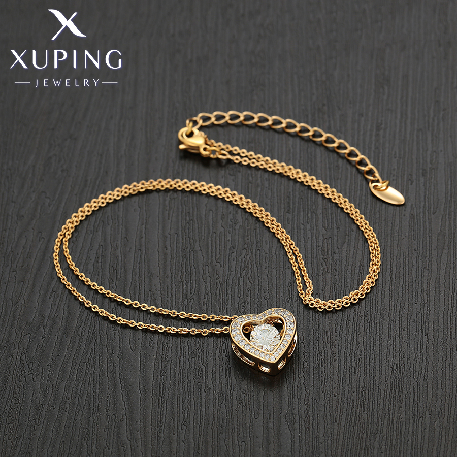 Xuping bijoux charme pierre coeur romantique pendentif collier de couleur or femmes exquis saint valentin X 000876024