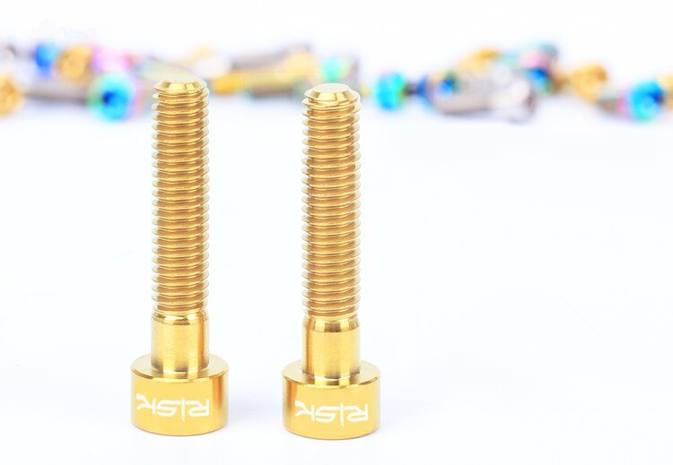 4 Colors RISK 1 pcs Bike Headset Bolt Titanium Aolly MTB Bicycle Stem Top Cap Bolt Screw M6 x 30/35/40/50 mm