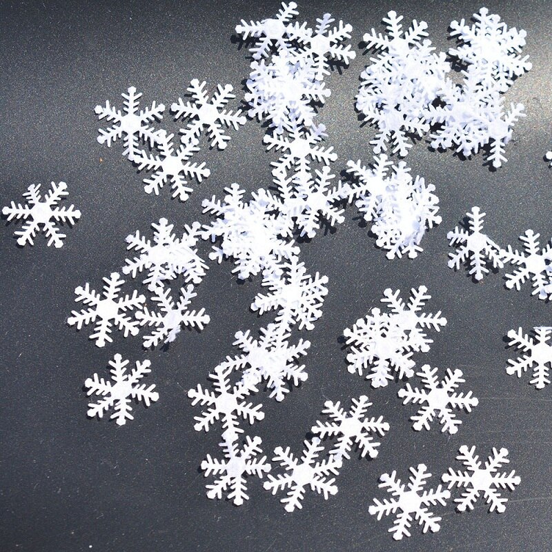 100 stk snefnug konfetti ornament juledekoration til hjemmefødselsdag vinterfest xmas indretning diy drysser bordforsyninger: Hvid