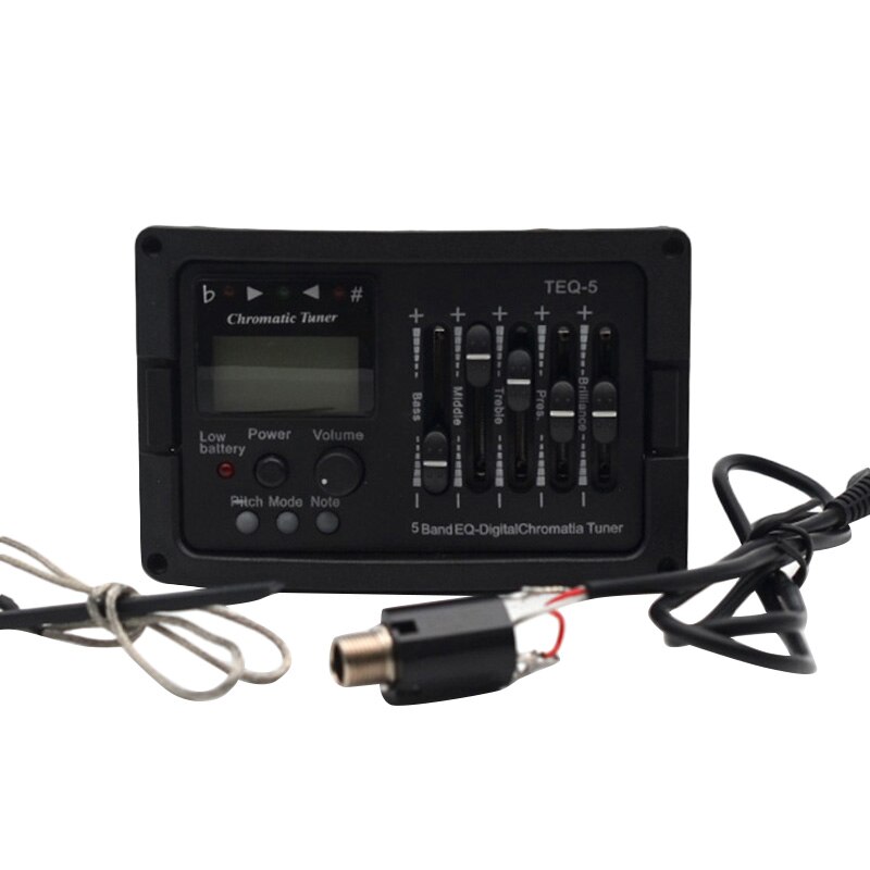 5 Band Acoustic Guitar Preamp EQ Equalizer Classical Acoustic Guitar Amplifier Digital Blend Tuner Piezo Pickup Without Tail Pin: Default Title
