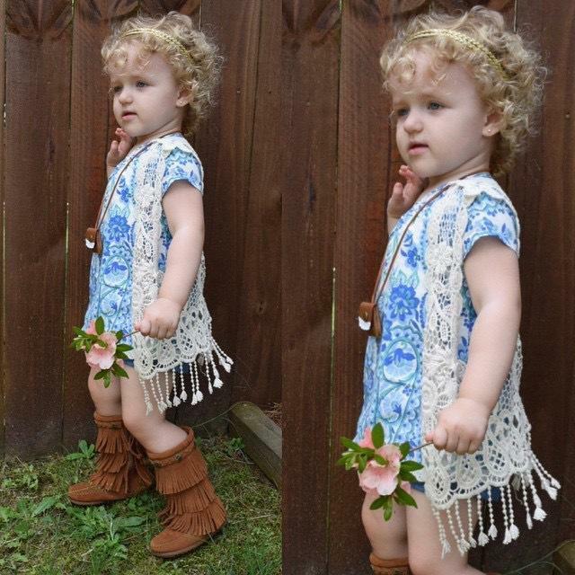 Chaleco sin mangas con flecos para niños y niñas, Rebeca de encaje de ganchillo, Tops, chaleco con borla