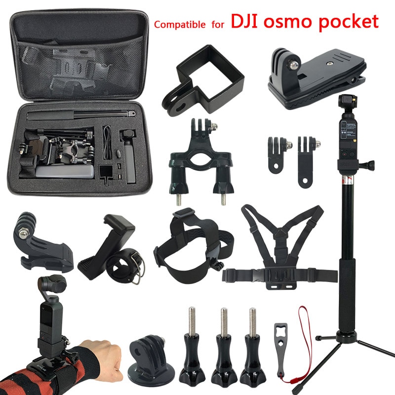 Osmo pocket gimbal tilbehør kit til dji osmo pocket mount udvidelse selfie stick opbevaringspose sag tilbehør sæt adapter