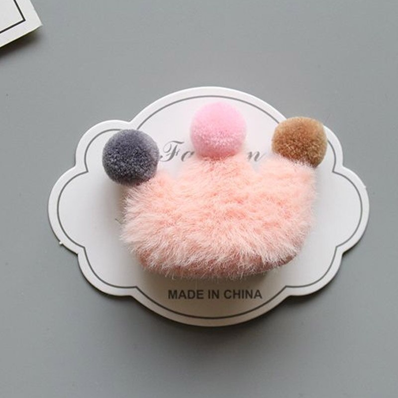 1PC Girl Fluffy Crown Hair Tie Bow Faux Fur Hair Band Girl Crown Hair Accessories Elastics Scrunchie Ponytail Holder: H Hair pin