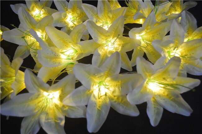 Batteridrivna konstgjorda lila liljor blommor saga ljus, bröllopsfest sovrum jul trädgård alla hjärtans dag & #39 ;s dag inredning