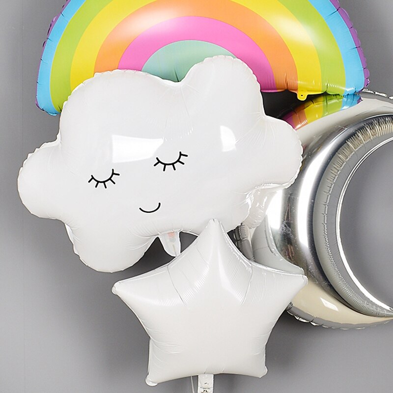 1Pcs Regenboog Glimlach Zon Cloud Folie Ballonnen Verjaardagsfeestje Kids Baby Shower Decoratie Helium Ballonnen Bruiloft Benodigdheden