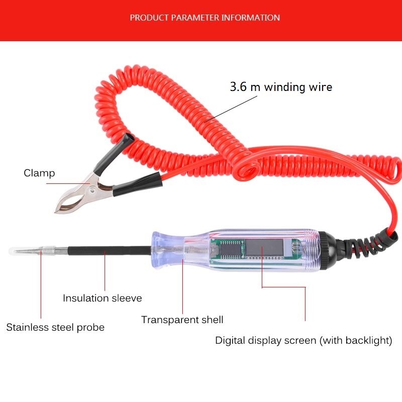 Universal 3-48V Digital Power Probe Multi Function Fuse Line Battery Voltage Circuit Test Pen Electroscope Automotive Scanner