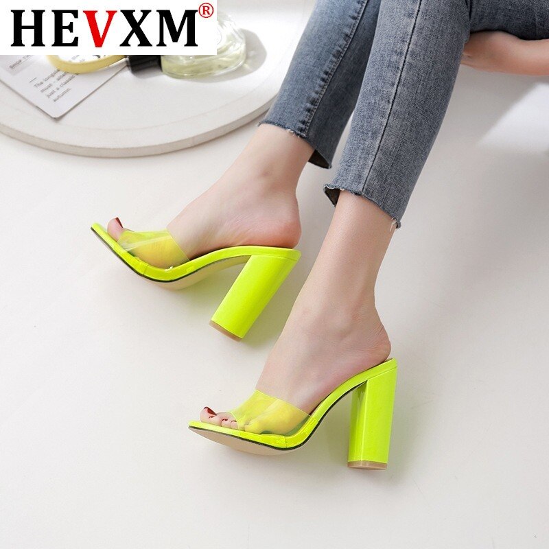 Schoenen slippers hakken jelly slides grote maten schoenen dames hoge transparante basic rome stof pu super hoof schoenen slippers hakken