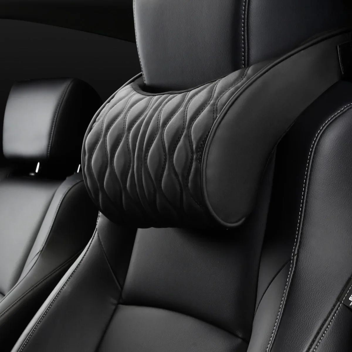 Car Headrest Lumbar Support Memory Foam Vertebral Lumbar Support Car Neck Pillow Back Cushion Office Car Interior Accessories: black