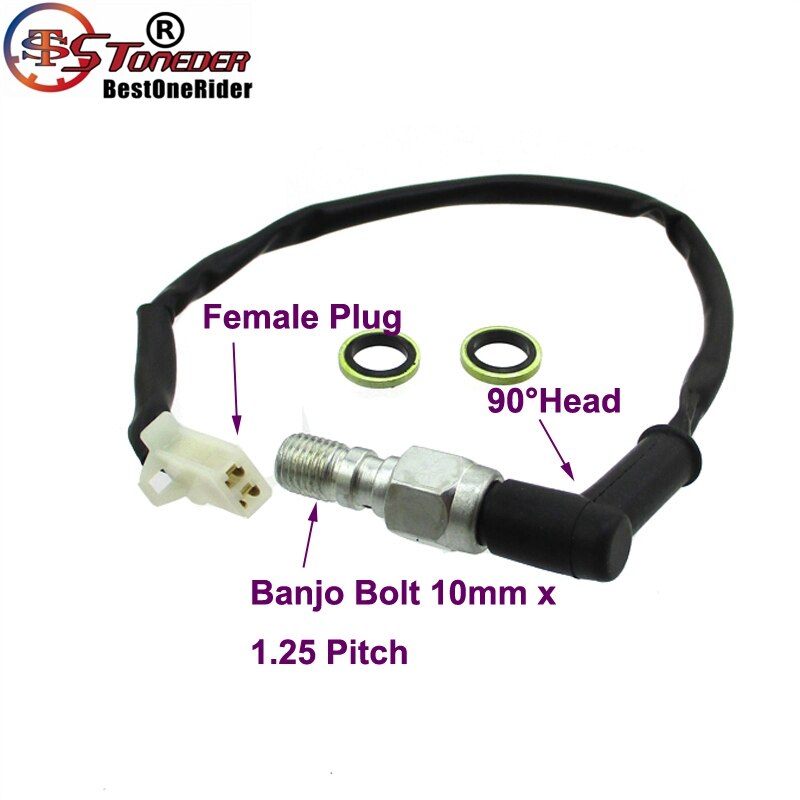 STONEDER Motorrad Hydraulische Bremse Licht Schalter Banjo Bolzen 10mm x 1,25 Tonhöhe Für Nissin Bremsen Honda Yamaha Kawasaki Suzuki: 90 Winkel weiblich Stecker