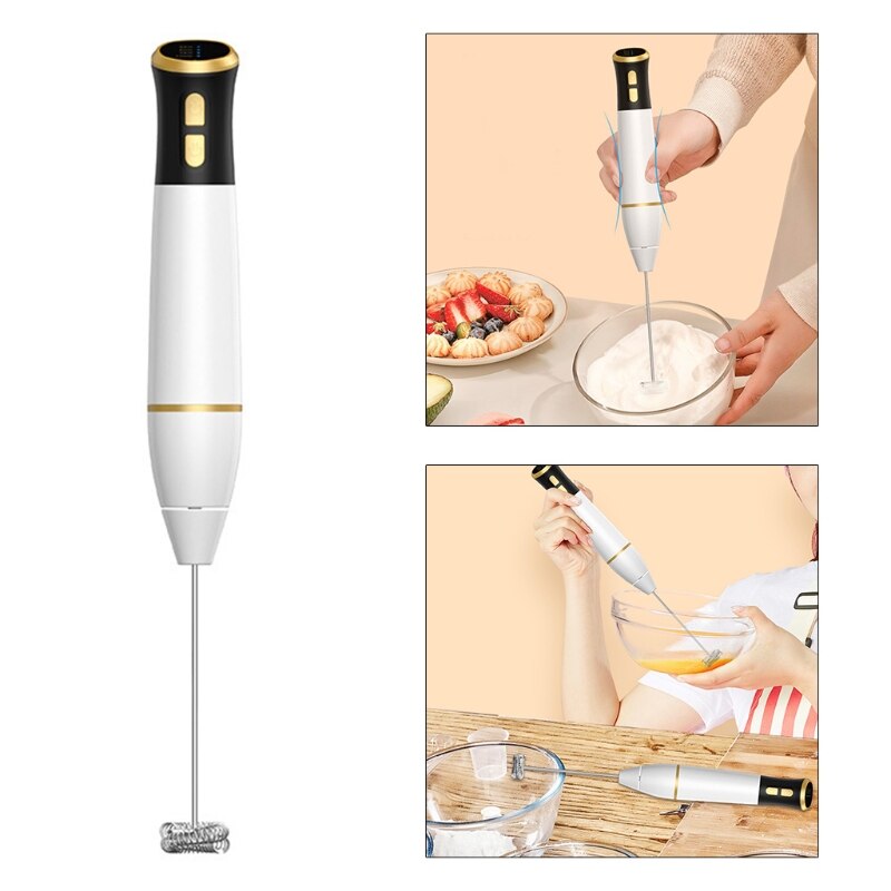Practical Electric Hand-held Milk Frother Whisk USB Rechargeable 2 Speed Beverage Coffee Blender Foam Machine Food Blender