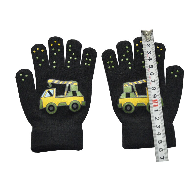 freundlicher Winter Warme Handschuhe für 6-12Jahre Jungen Und Mädchen Nette Bau Lkw aufbringen Kind Weiche Gestrickte Fäustlinge