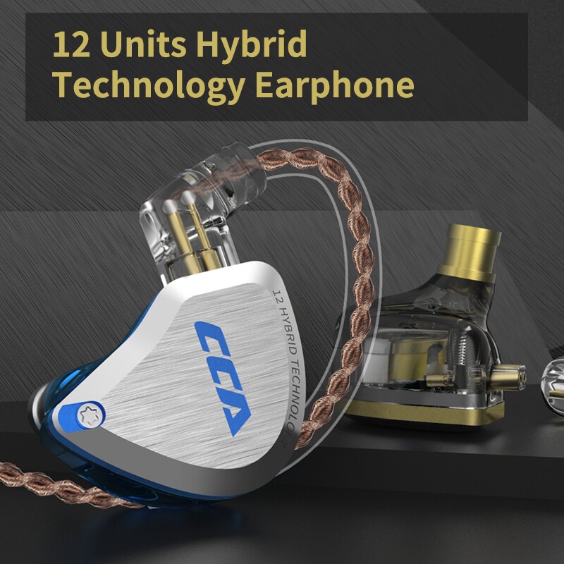 Cca C12 Metalen Headset 5BA + 1DD Hybrid 12 Eenheden Hifi Bass Oordopjes Noise Cancelling Koptelefoon In Ear Monitor Oortelefoon kz Zsx Zax