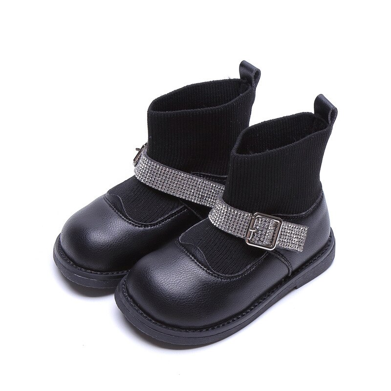 Bambino Martin Stivali Ragazze di Inverno Scarpe Per Bambini Stivali di Cuoio DELL'UNITÀ di elaborazione Del Bambino Brevi Caricamenti Del Sistema di set di piedi nero bianco SGF092