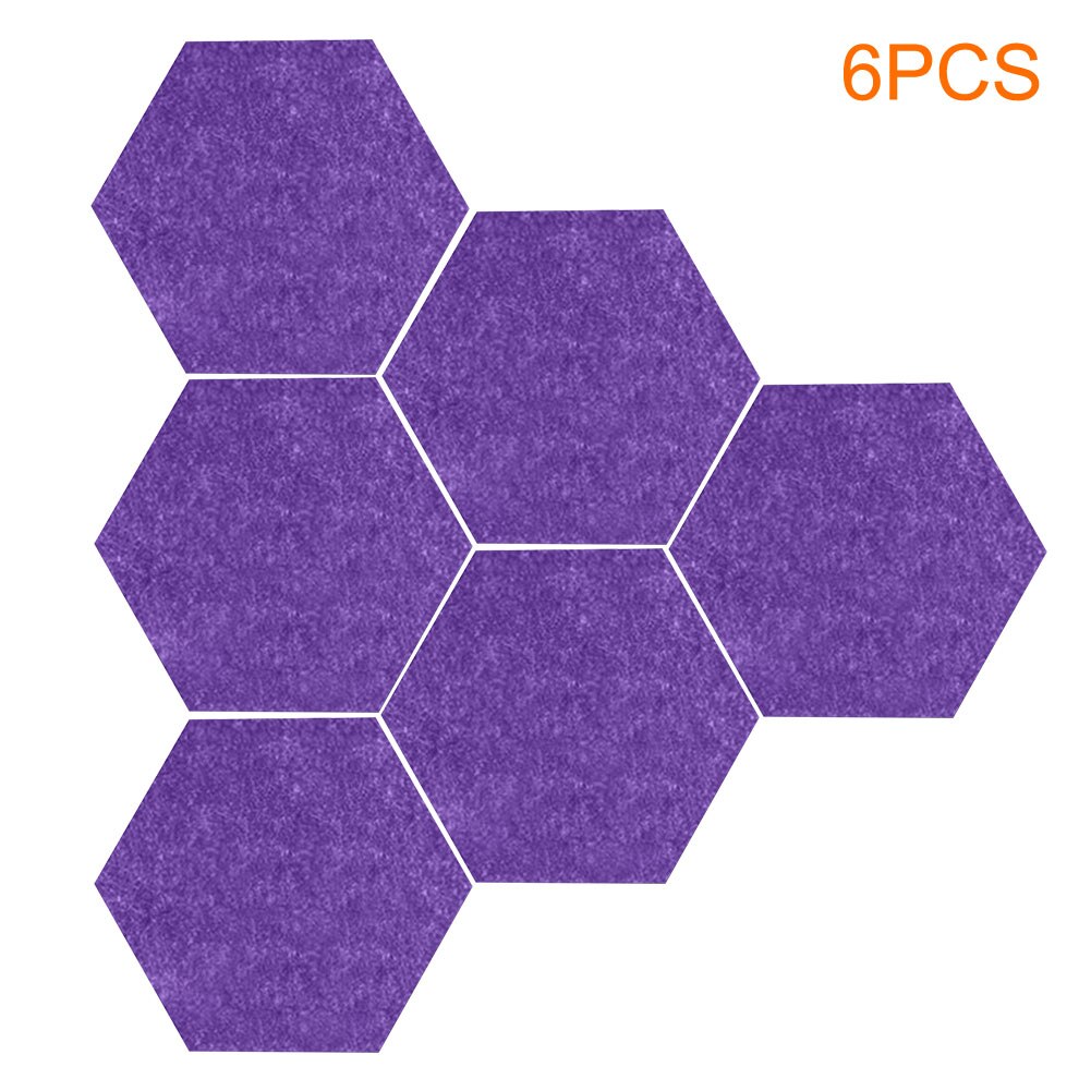 Tablero de corcho hexagonal para decoración del hogar, autoadhesivo multifunción, moderno, para guardería, fotos, sala de estar, 6 piezas: Morado