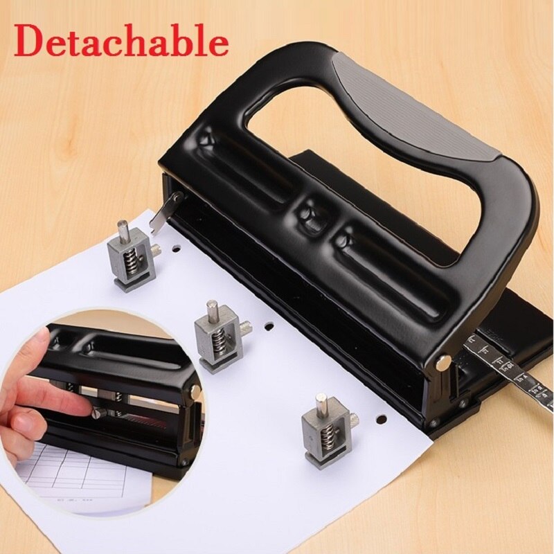 2-Hole / 3-Hole System Hole Punch Metal Heavy Duty Puncher Adjustable and Detachble Puncher Head; 40-sheet Capacity
