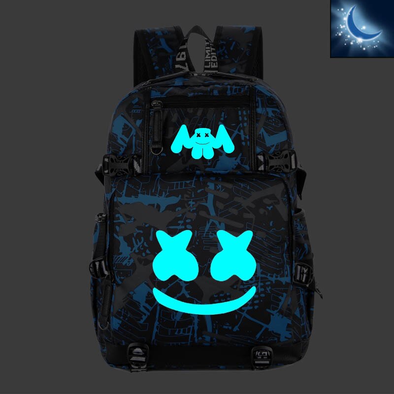 DJ Marshmellow Backpack multifunction backpack for teenagers Men women's Student School Bags travel Luminous Bag Laptop Bag: Luminous3