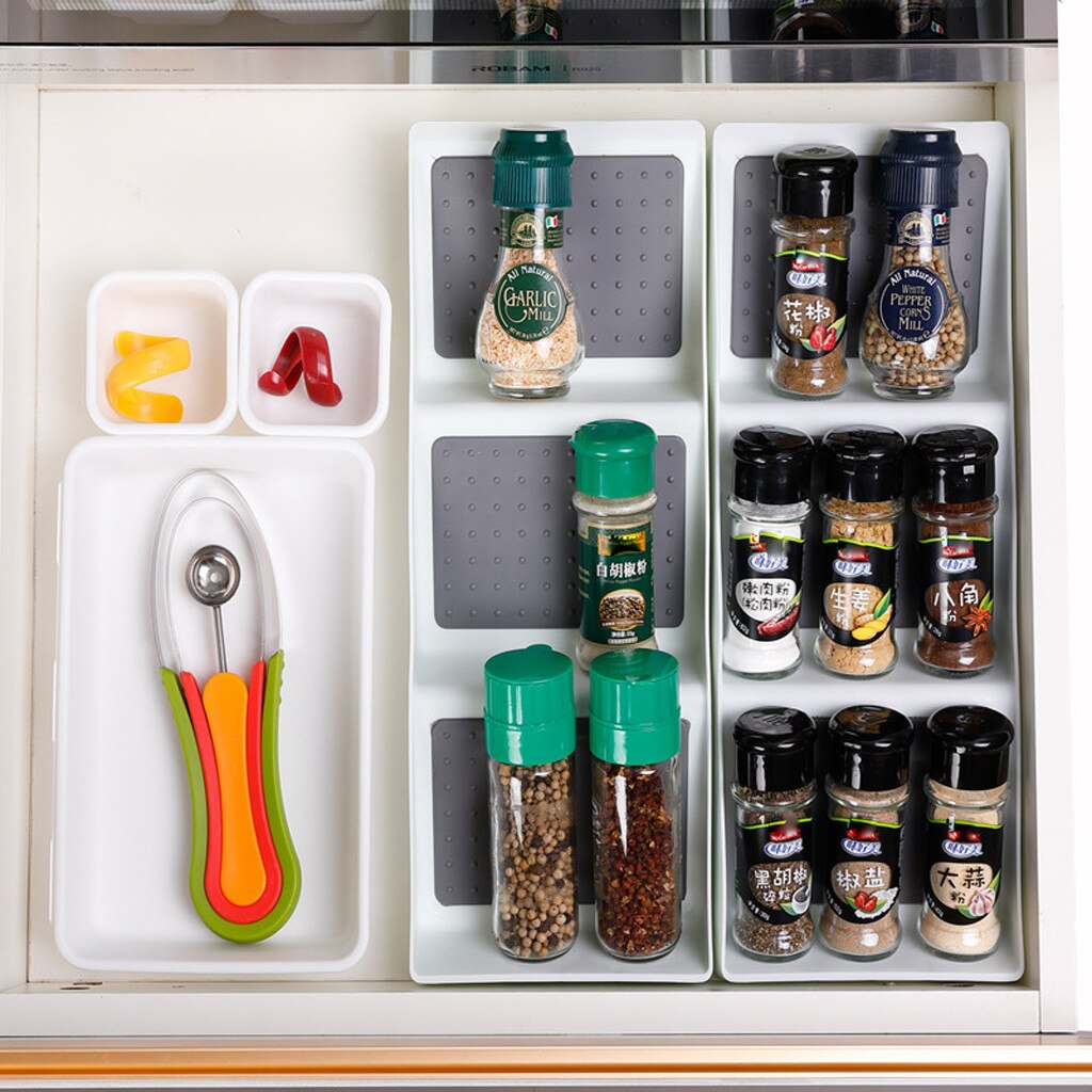 Organisateur de tiroir de support à épices en plastique pour cuisine organisateur de tiroir de support à épices en plastique pour tiroirs d'armoires de cuisine 3 niveaux inclinés