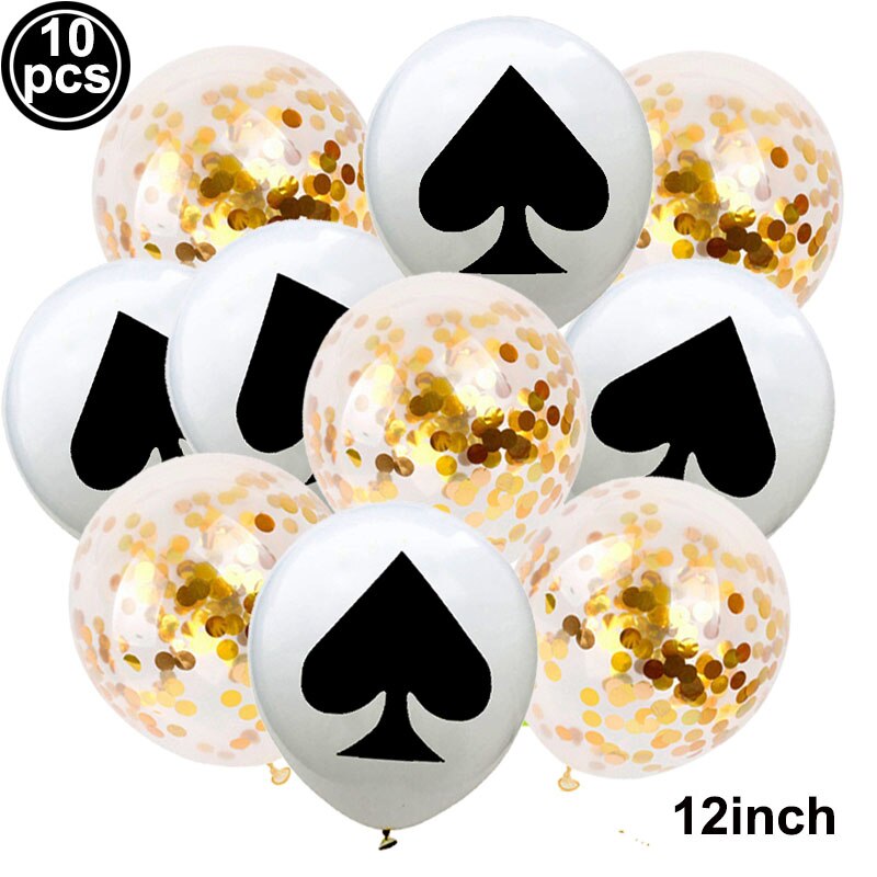 10X Casino Thema Party Decor Confetti Ballon Poker Latex Ballon Set Las Vegas Casino Verjaardag Bruiloft Decor Spades Ballen: J
