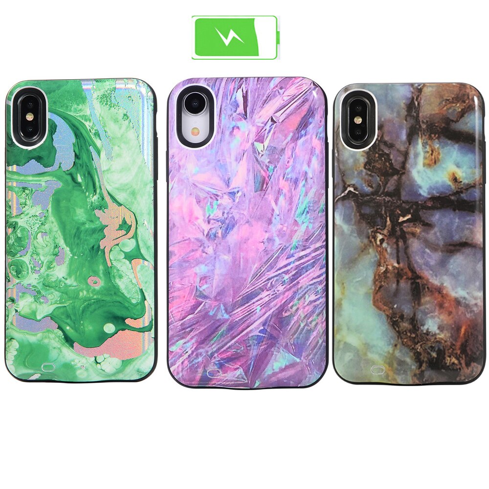 Smart External Battery Charger Case For iPhone 11 Pro X XR XS Max marble Power Bank charging case for iPhone 6S 7 8 Plus SE