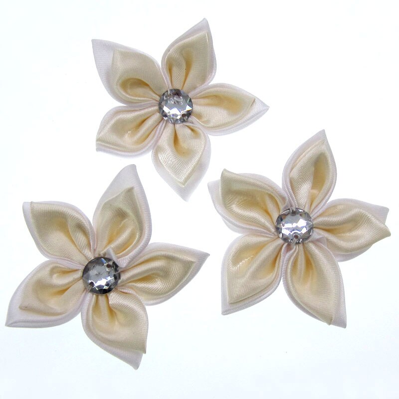20 Stücke Satin- Blumen Strass Sternförmigen 2 Schichten Applikationen Nähen Haar Bogen Zubehör Handwerk Dekorationen 5,0 cm: Muster 1