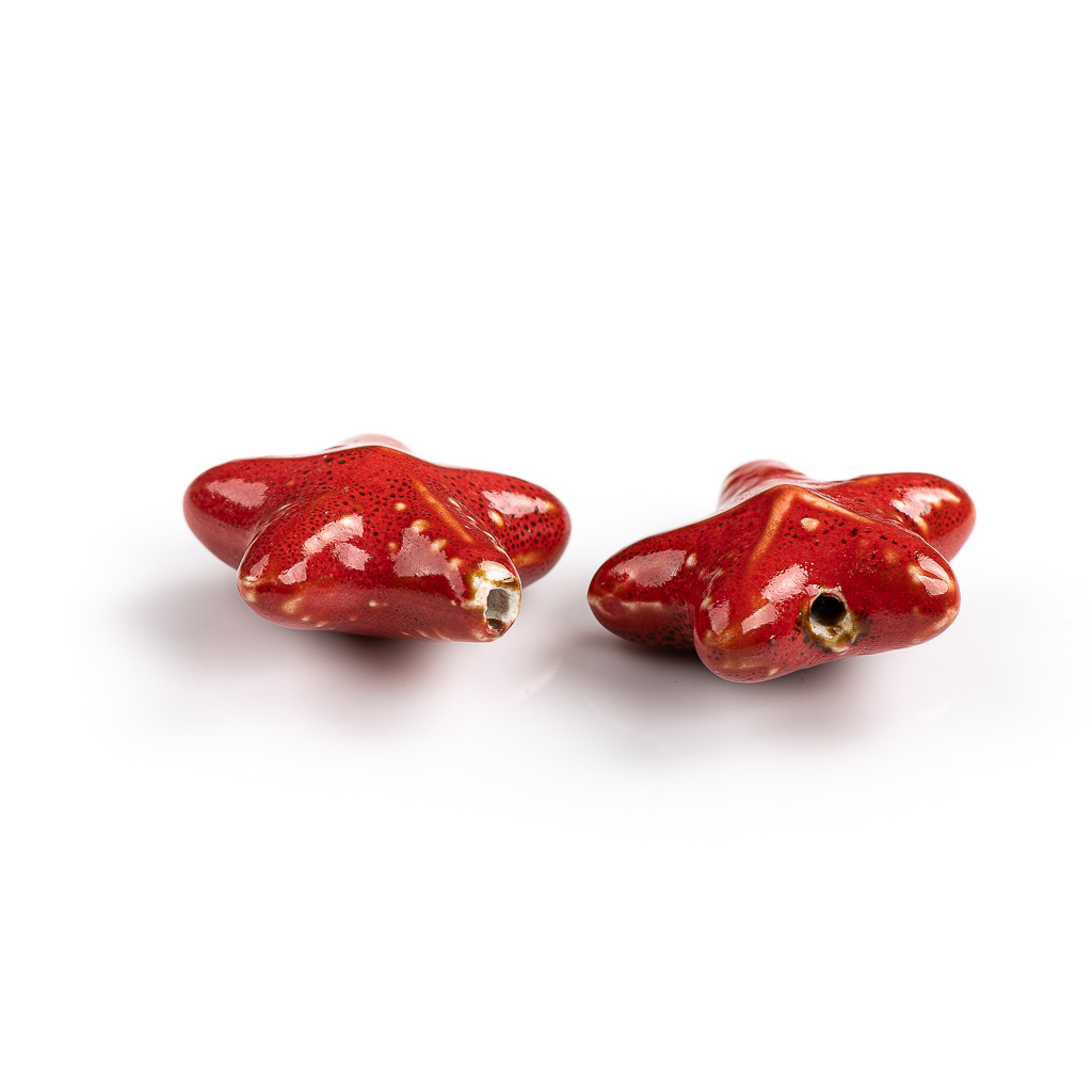 40 # Colgante de cuentas de cerámica de estrella de mar grande roja, forma especial de , fabricación de joyas de porcelana para collar y pulsera, 2 uds. # XN171