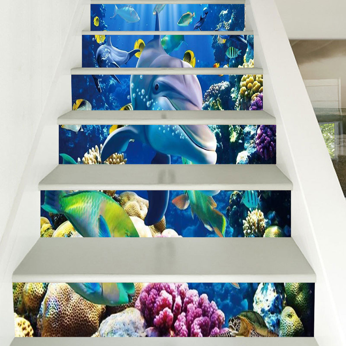 Oceaan Serie Trappen Muurschildering Stickers Diy Zelfklevende Sticker Behang Voor Oceaan Thema Hotel En Restaurant Home Decoratie