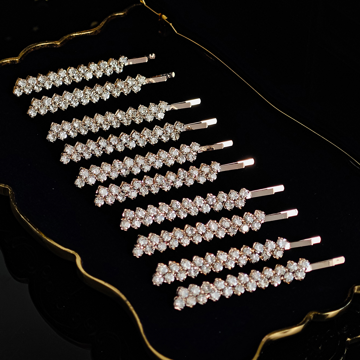 Pinzas para el pelo clásicas con diamantes de imitación para mujer, 10 piezas, horquillas simples, pasadores, de vacaciones