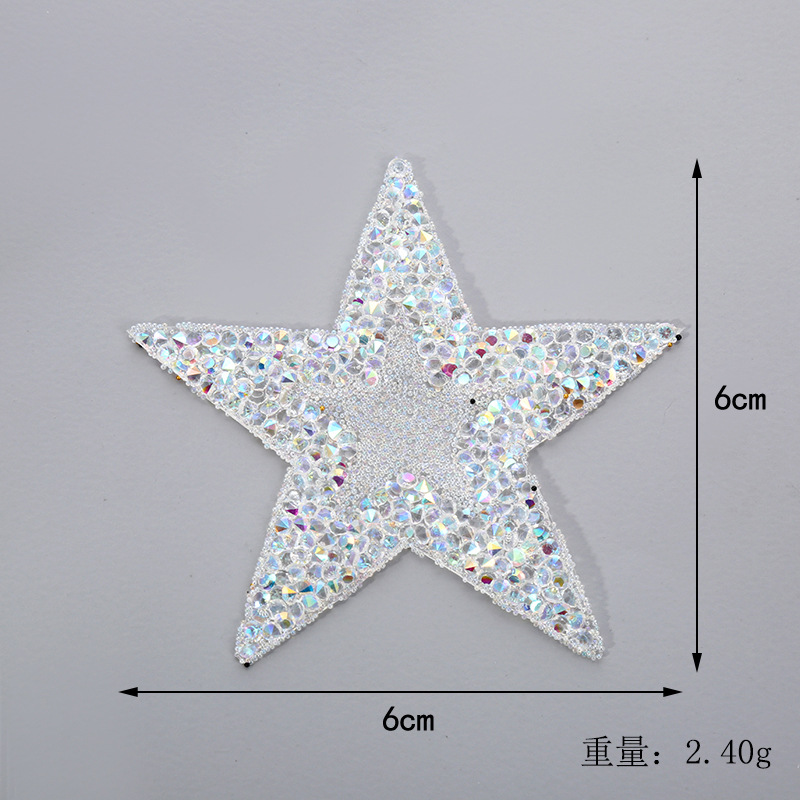 Ster Applique Ijzer op Patch Patches voor Kleding Stickers Pailletten Patch Diy Patch Leuke Kralen Parches Bordados Para Ropa: 6cm 4