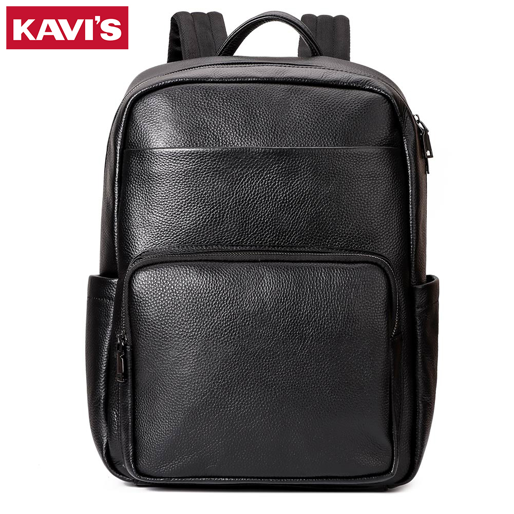 Kavis genuine leather backpack, school bag for men, teenagers, boys, travel bag, male laptop backpack, shoulder bag