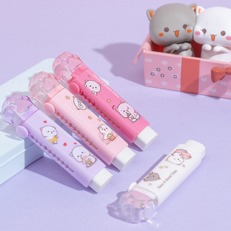 Gomme Portable Kawaii, propre sans miettes, chat, papeterie Kawaii, fournitures scolaires pour enfants