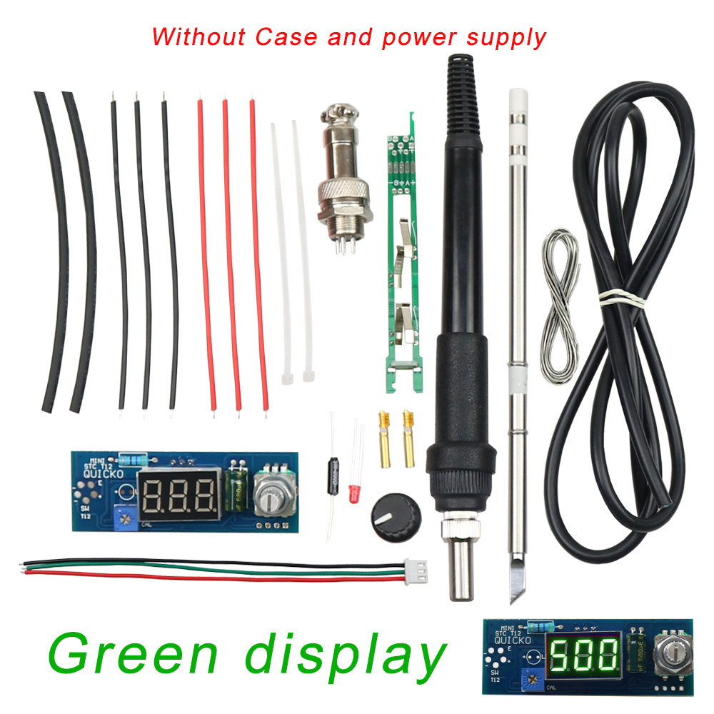 STC-T12 solder iron DIY kits/Unit Digital Soldering Iron Station Temperature Controller Kits / QUICKO MINI STC-LED-T12 DIY sets: green