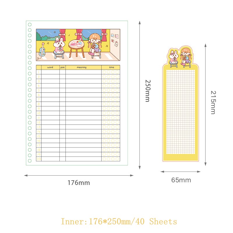 Yisuremia Kawaii B5 Losbladige Hervulbare Woordenschat Woord Boek Engels Geheugen Studie Notebook School Briefpapier: refill paper Yellow
