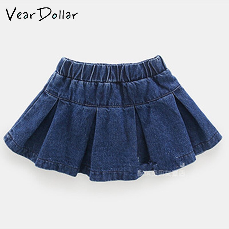 Veardoller kinderkleding effen meisjes denim rok zomer bovenkleding voor 2-7y babymeisjes casual kinderrok