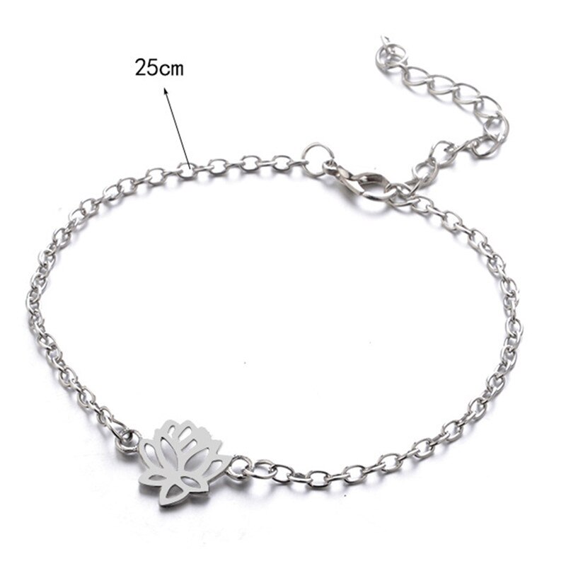 Alloy Lotus Flower Anklet Foot Chain Sliver Indian Amulet Jewelry For Women Girls: Default Title