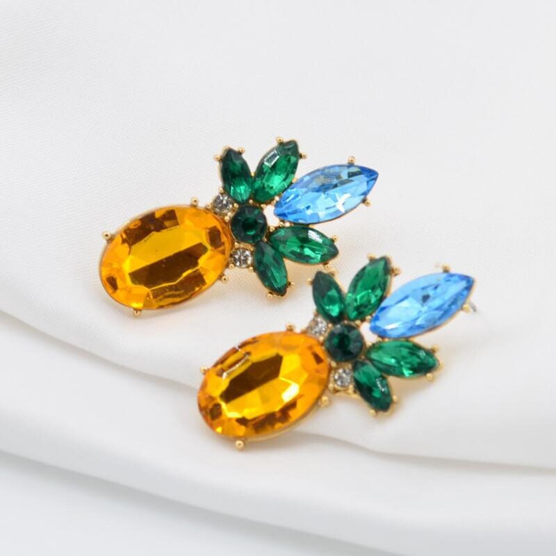 Kleurrijke Crystal Ananas Dangle Oorbellen Voor Vrouwen Koreaanse Stijl Shiny Oorbellen Voor Meisjes Boucle D' Oreille Femme