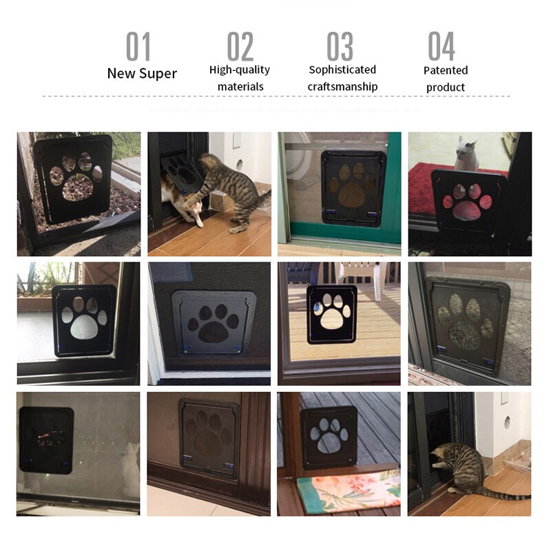4 Ways Lockable Cat Dog Flap Door Puppy Safety Magnetic Screen Door Pet Window Gate Kitten Flap Doors for Dogs Pet Asccessories