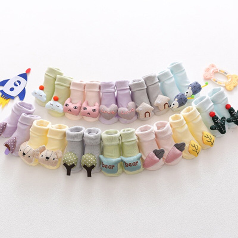 0-18 monate Baby Socken Boden Non-slip Cartoon Obst Gummi Anti Slip Baumwolle glocken Baby Mädchen Jungen weiche Nette Stiefel