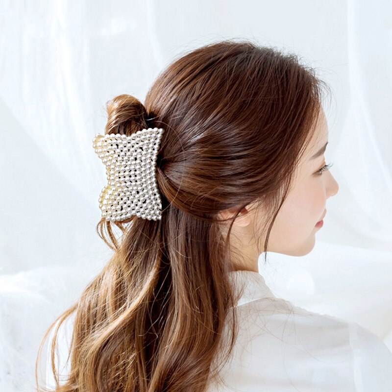 M MISM-épingle à cheveux coréenne pour maman | Grande griffe de cheveux, géométrique adorable, épingle à cheveux crabe perles élégantes dames, accessoires pour cheveux