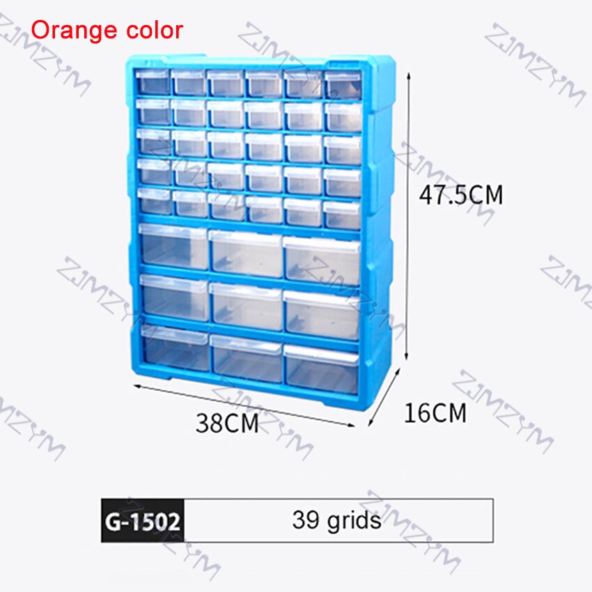 Parts Storage Box Component Screw Tool Box Wall Mount Multi-Grid Drawer Plastic Hardware Storage Cabinet Craft Organizer Case: 1502 orange