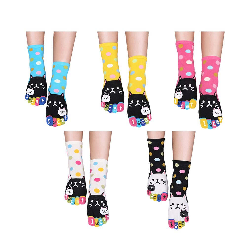 Nette Baby freundlicher Mädchen Jungen Nette Katze Weiche Fünf Finger Karikatur Ebene Socken Strumpfwaren Zehe Socken Knöchel Socken Damen