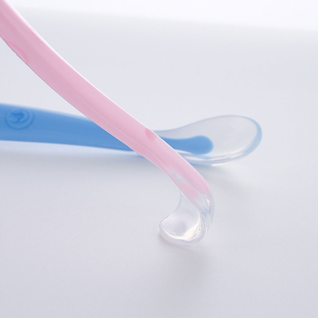Cuillère en Silicone souple pour bébé, couleur bonbon, détection de la température, nourriture pour bébé, plats d&#39;alimentation, appareil d&#39;alimentation